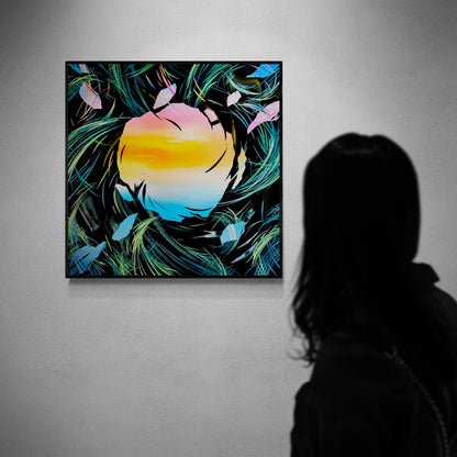 Beautiful sunset art and abstract acrylic paintings by contemporary artist Michael Carini and Carini Arts in Laguna Beach, CA