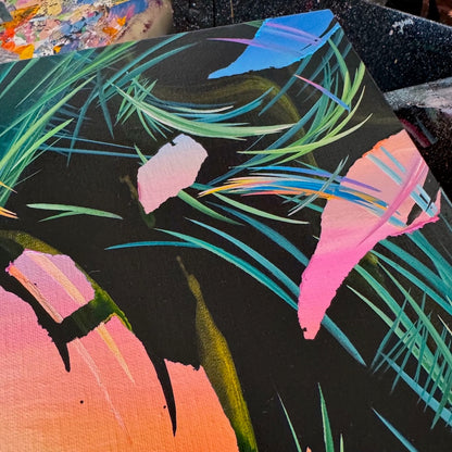 Beautiful sunset art and abstract acrylic paintings by contemporary artist Michael Carini and Carini Arts in Palm Springs