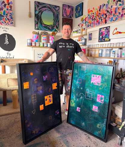 Michael Carini contemporary abstract art and acrylic painting. Wall art and decor in Carmel Valley.