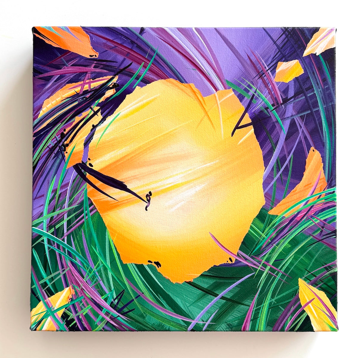 Colorful abstract acrylic paintings by renowned contemporary artist Michael Carini in Laguna Beach.