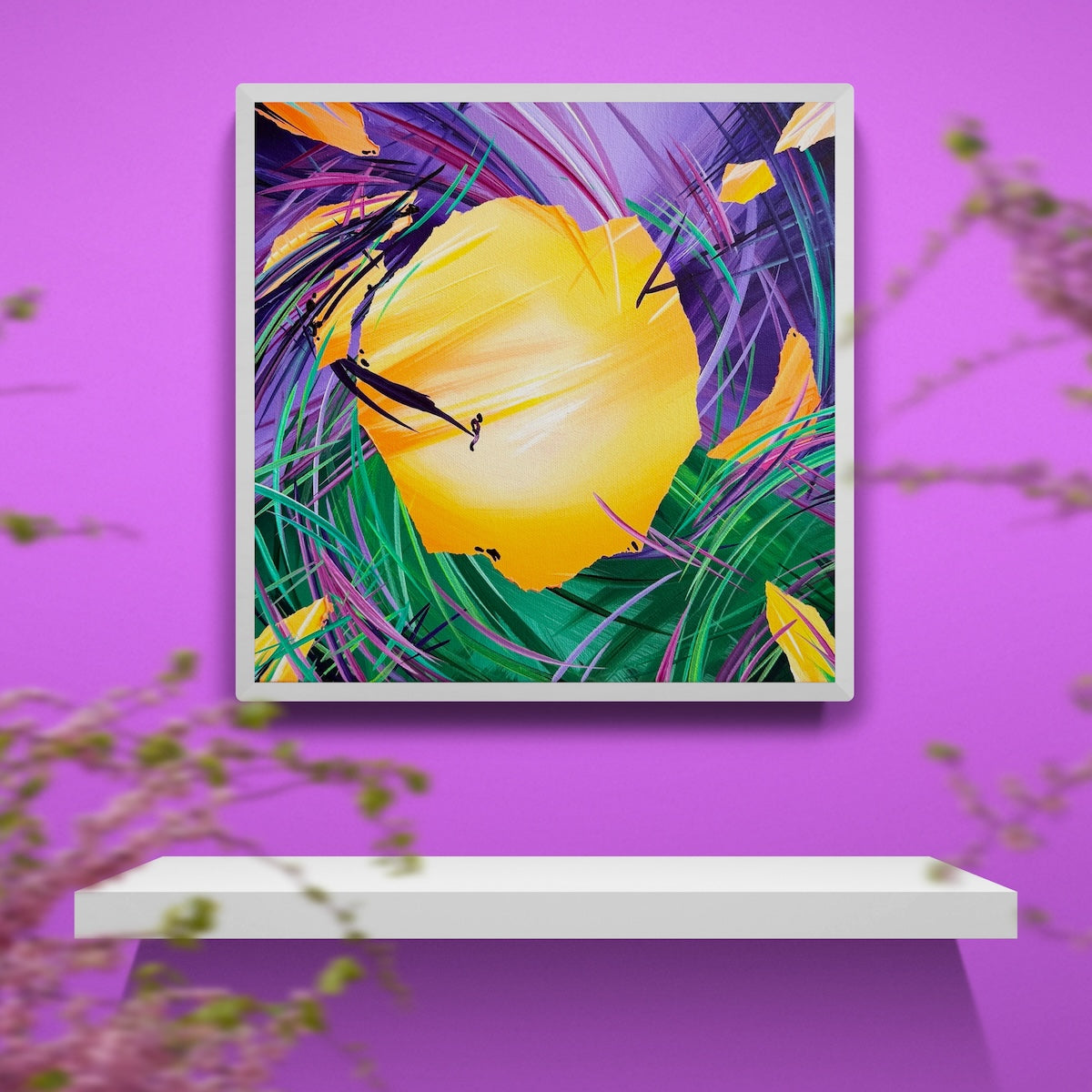 Colorful abstract acrylic paintings by renowned contemporary artist Michael Carini in Beverly Hills