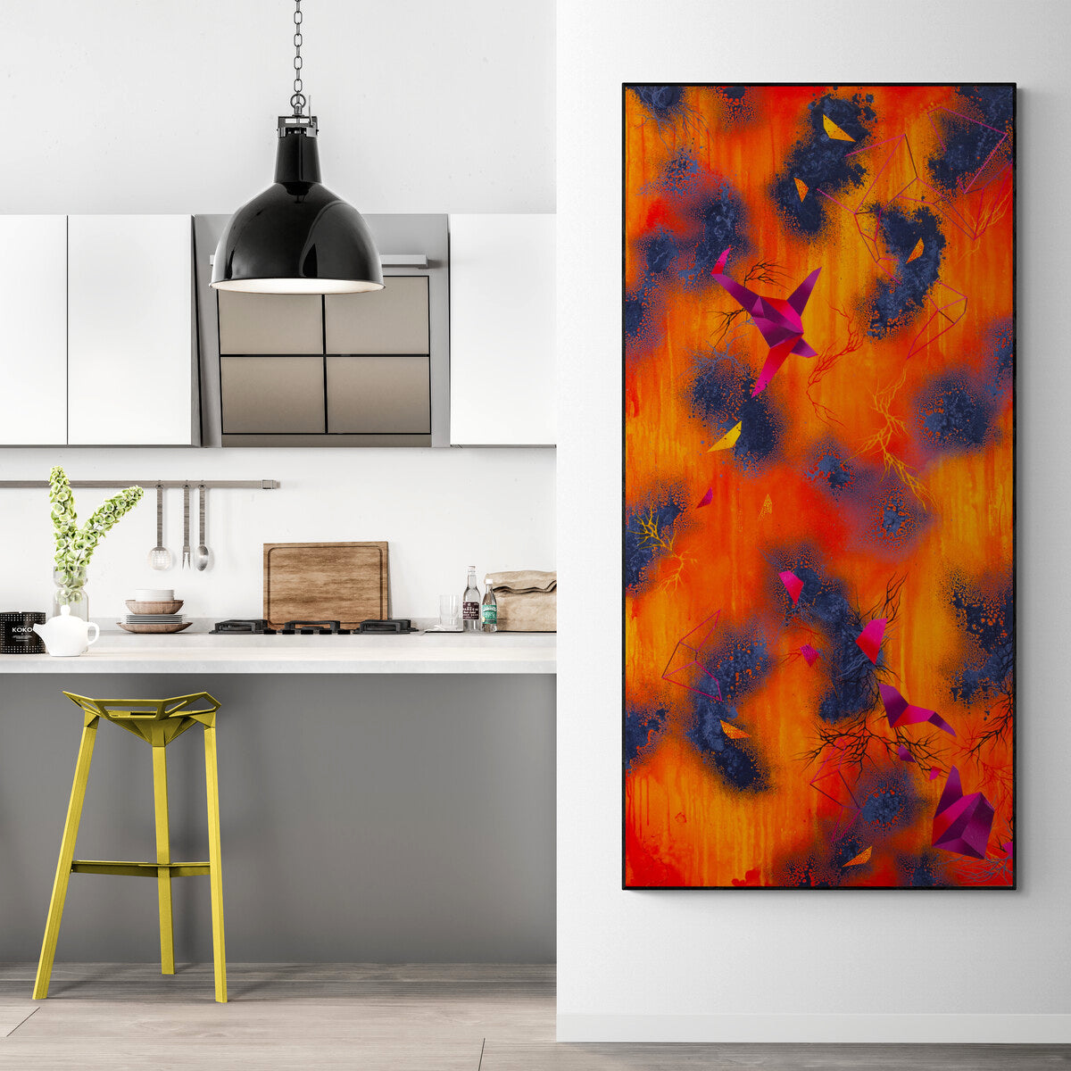 orange is the perfect color for your kitchen. Stunning abstract art by hot and trending contemporary artist Michael Carini