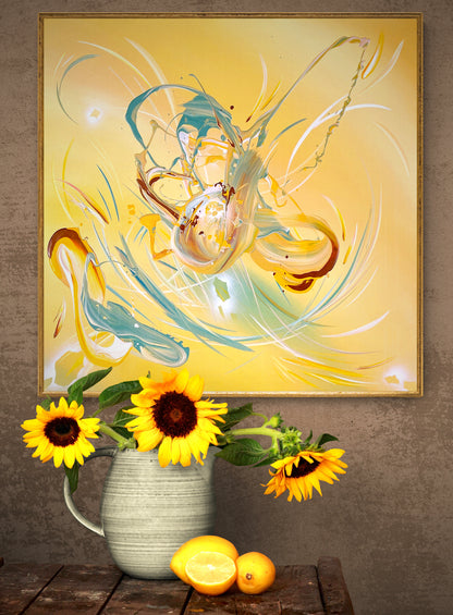 beautiful Van Gogh sunflower homage by contemporary abstract artist Michael Carini